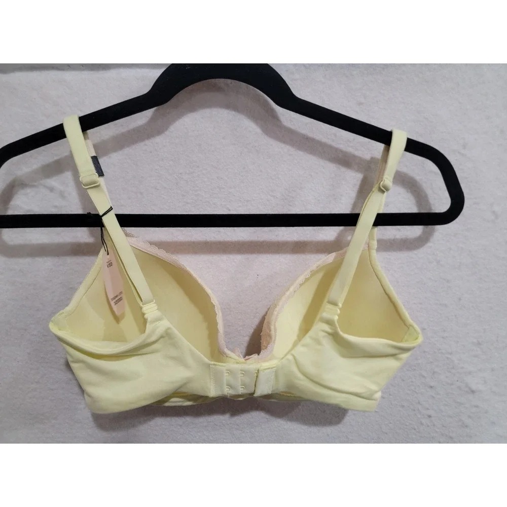 Victoria's Secret Body by Victoria Lined Demi Bra 32DDD Yellow Floral Lace‎ NWT
